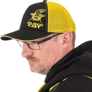 GORRA BLACK CAT TRUCKER NEGRA/AMARILLA