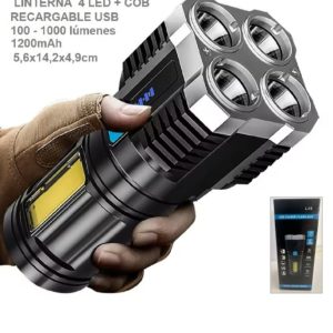 LINTERNA 4 LEDS RECARGABLE USB L-19