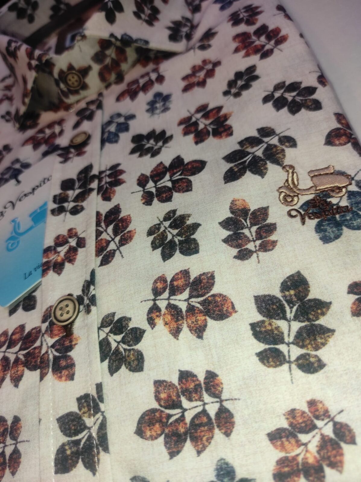 Camisa La Vespita Estampada Hojas 6079 - Imagen 3