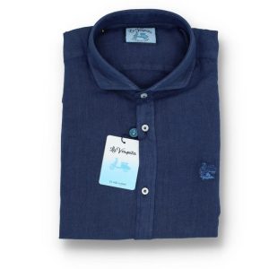 Camisa La Vespita Lino Azul Marino 6205