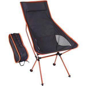 Silla de camping portátil ultraligera con respaldo alto